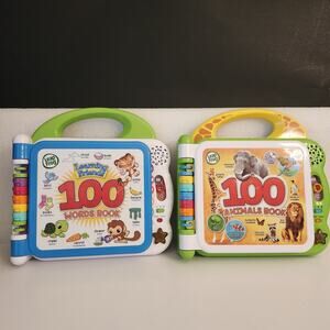 Leap Frog 100 Animals Book & 100 Words Book Bith Works Great English Or Spanish